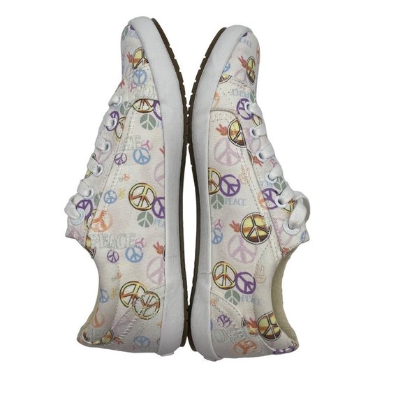 Taos Pink & Yellow Peace Sign Star Canvas Sneaker Women's Footwear 9 - Picture 8 of 11
